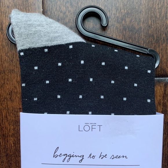 LOFT Black and White Polka Dot Knee Socks New With Tag - Picture 2 of 12